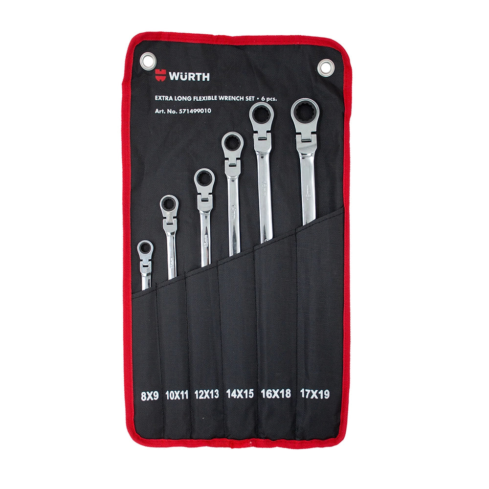 Сет екстра долги клуч со флекс. рачка 8-19mm 6пар.
