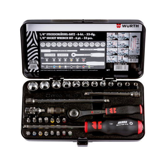 Сет ZEBRA насадни клучеви 1/4', 6-аголни, OK4-14, 32 парч.