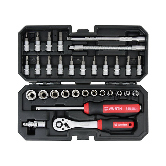 Сет Red Stripe насадни клучеви 1/4-32 парчиња