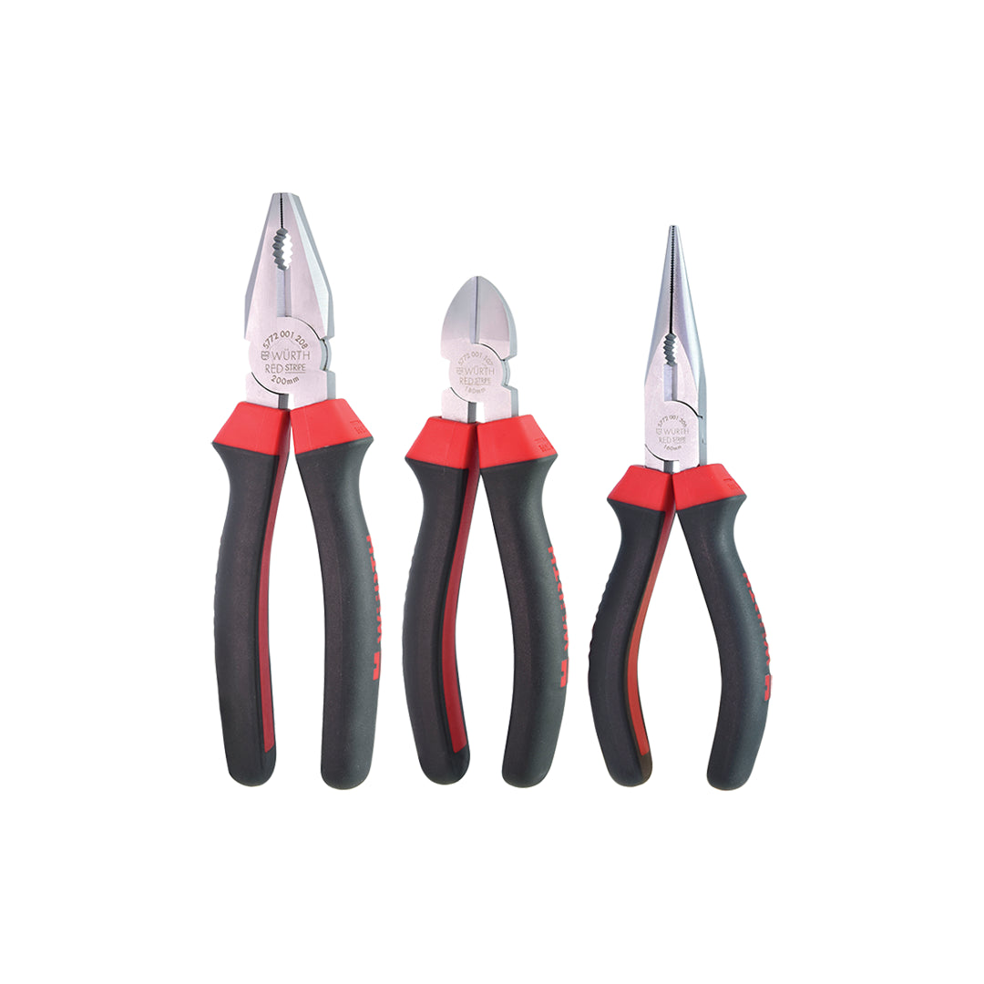 RED STRIPE Сет клешти 3 пар. PREMIUM комбинирана; шпиц; секачка Wurth